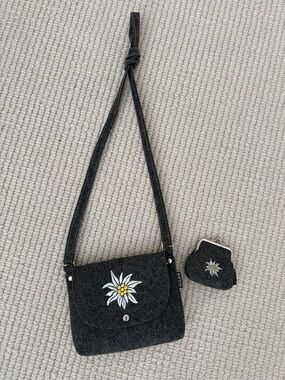 Edelweiss gray felt handbag and coin purse